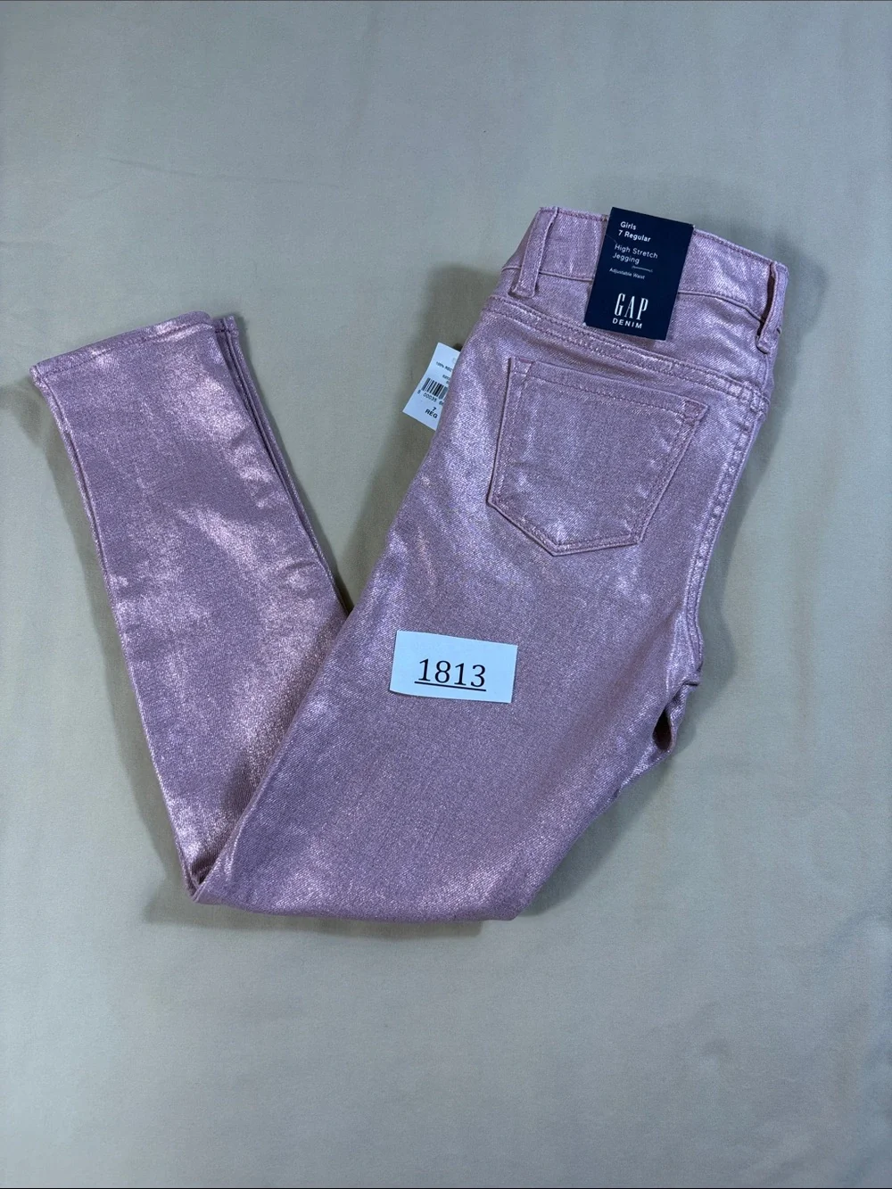 Gap Kids Girls Pink Metallic Coated High Stretch Jegging Size 7 Regular NWT